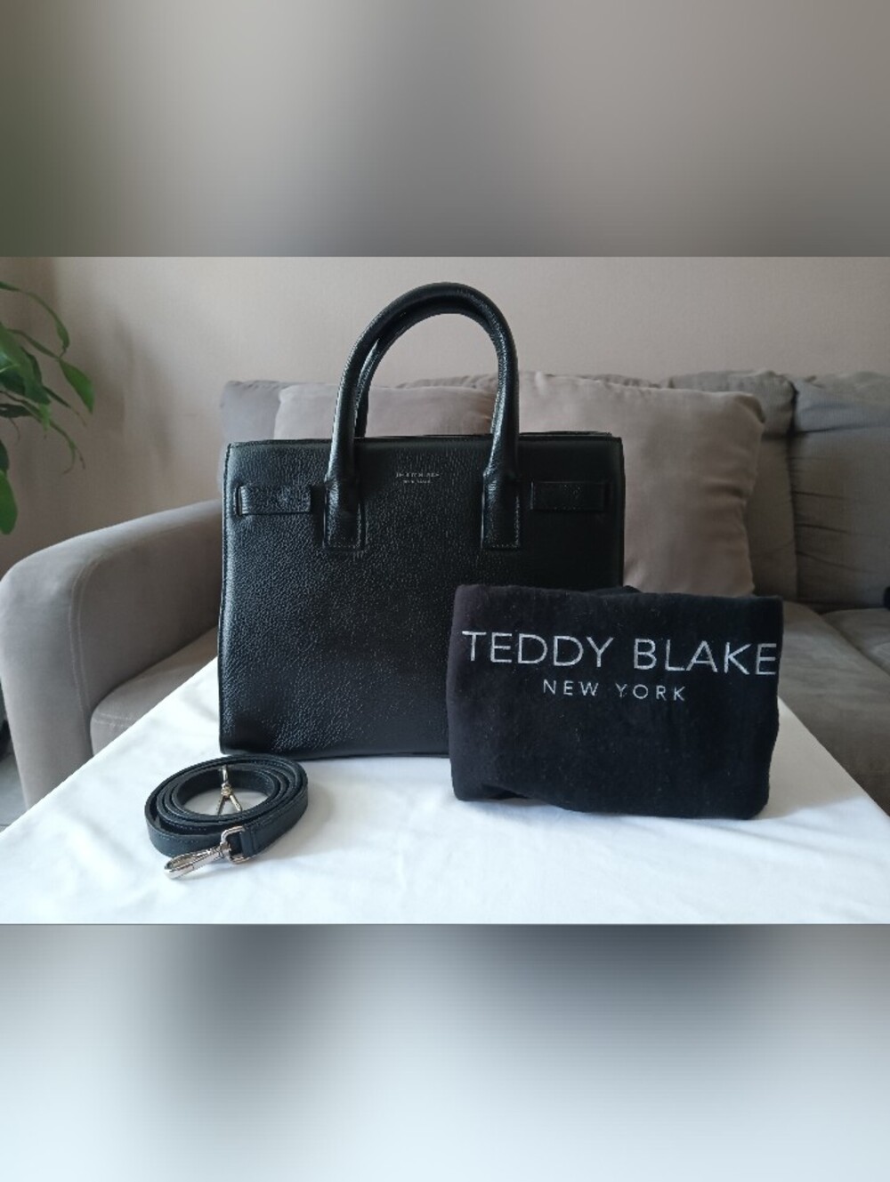 Teddy Blake Rachel Black Leather Satchel